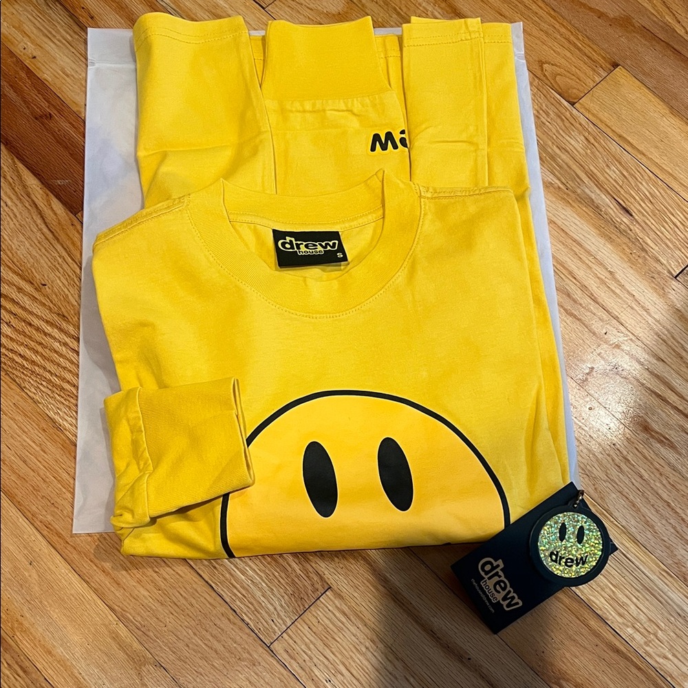 DREW Bright Yellow Smiley long sleeve shirt